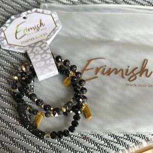 Erimish Black and Gold Beaded Bracelet Set